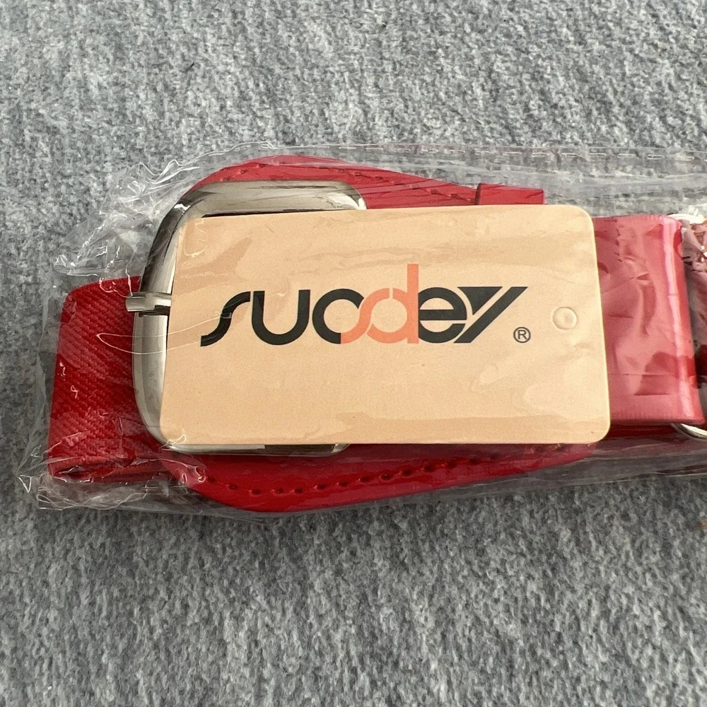 Suodey Red Leather Elastic Belt For Baseball Pants Adult‎ Adjustable Stretch New